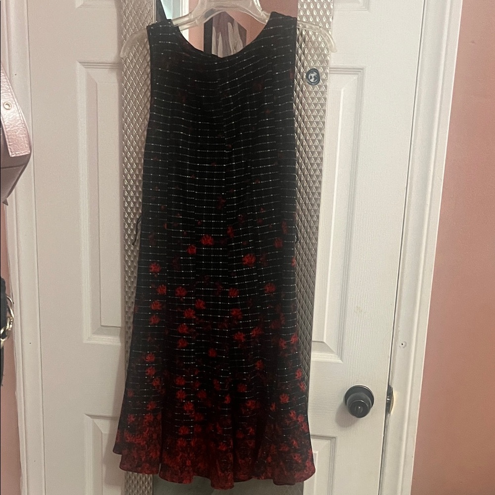 Haani Black and Red Floral Midi Dress